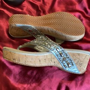 Volatile silver wedge sandals size 9